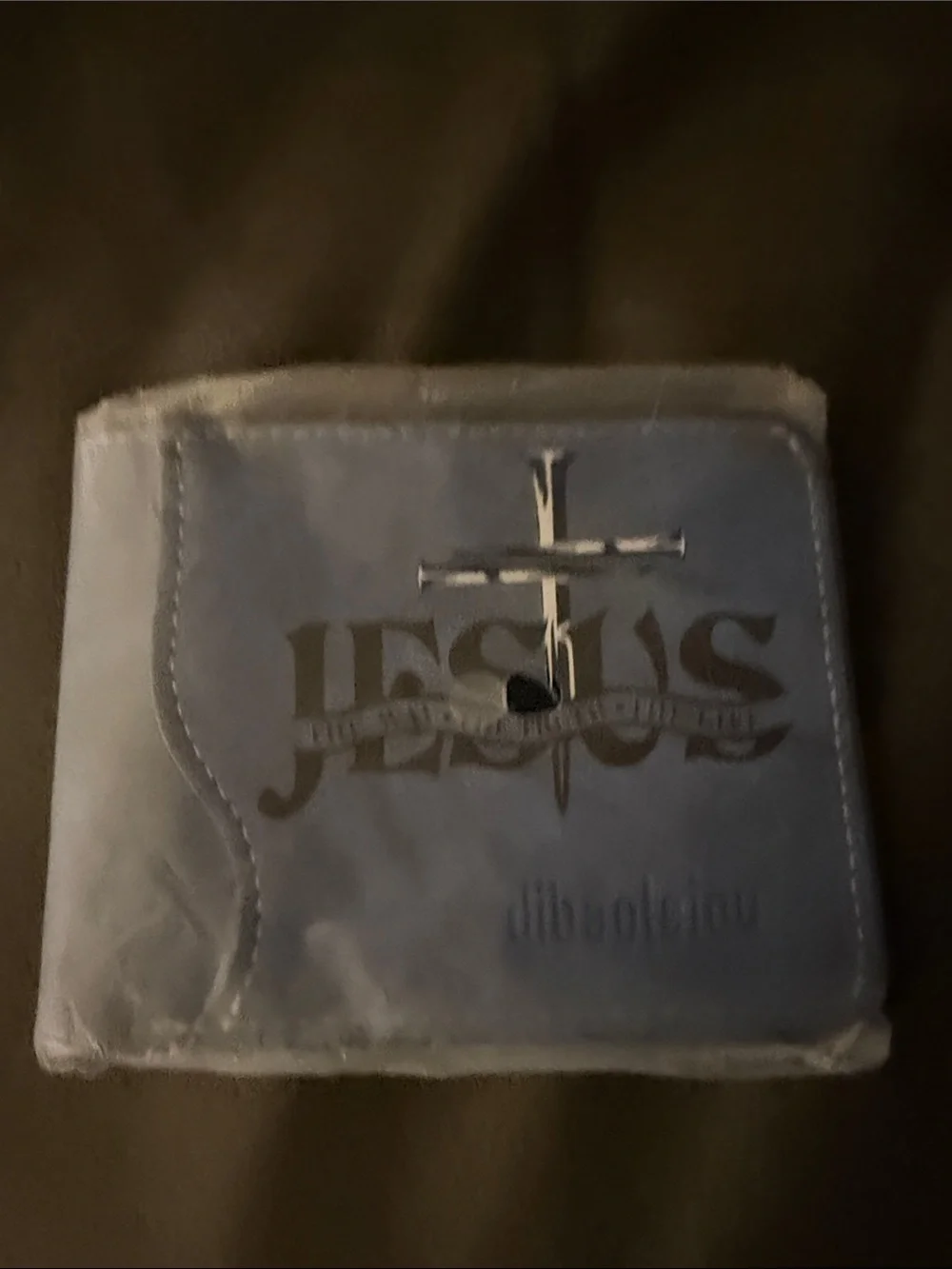New faux leather Blue JESUS Cross Bifold Wallet - Men Accessories